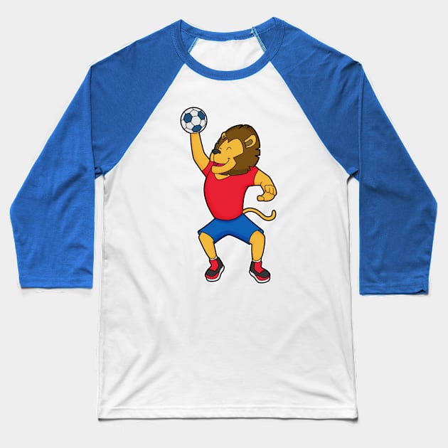 Lion Handball player Handball Baseball T-Shirt by Markus Schnabel